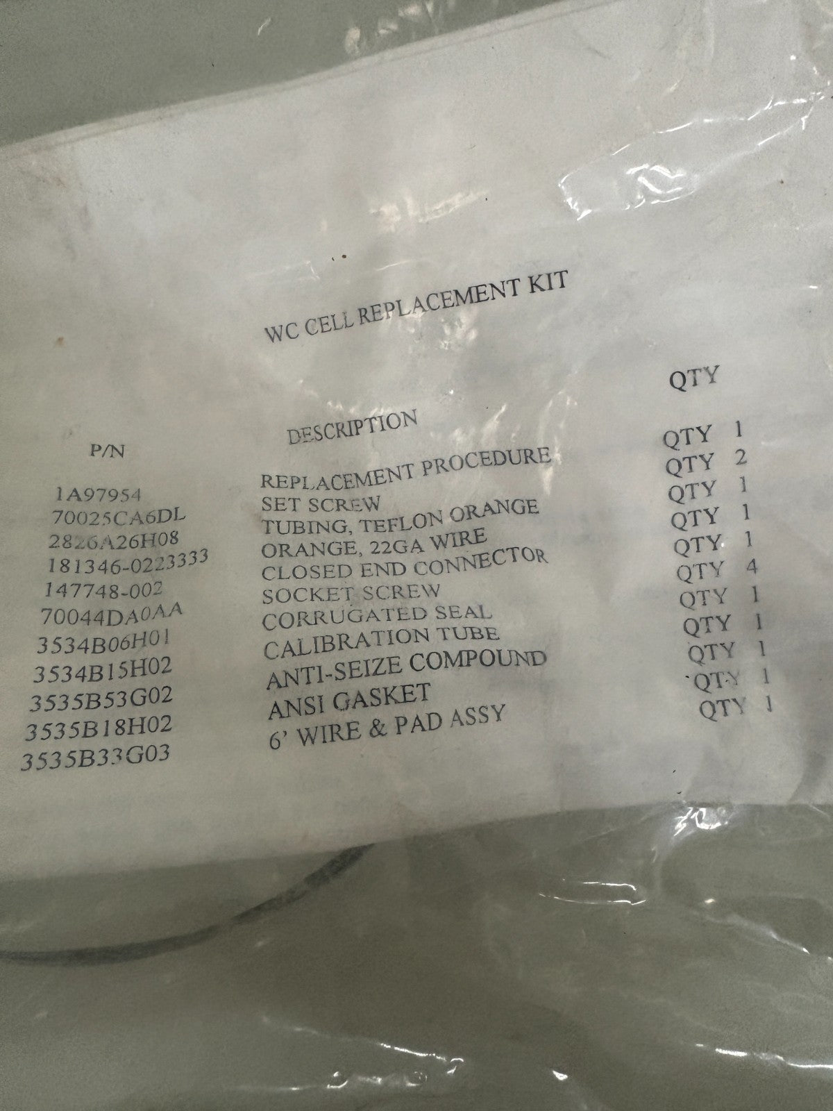 ROSEMOUNT WC CELL REPLACEMENT KIT 3535B 44 G03