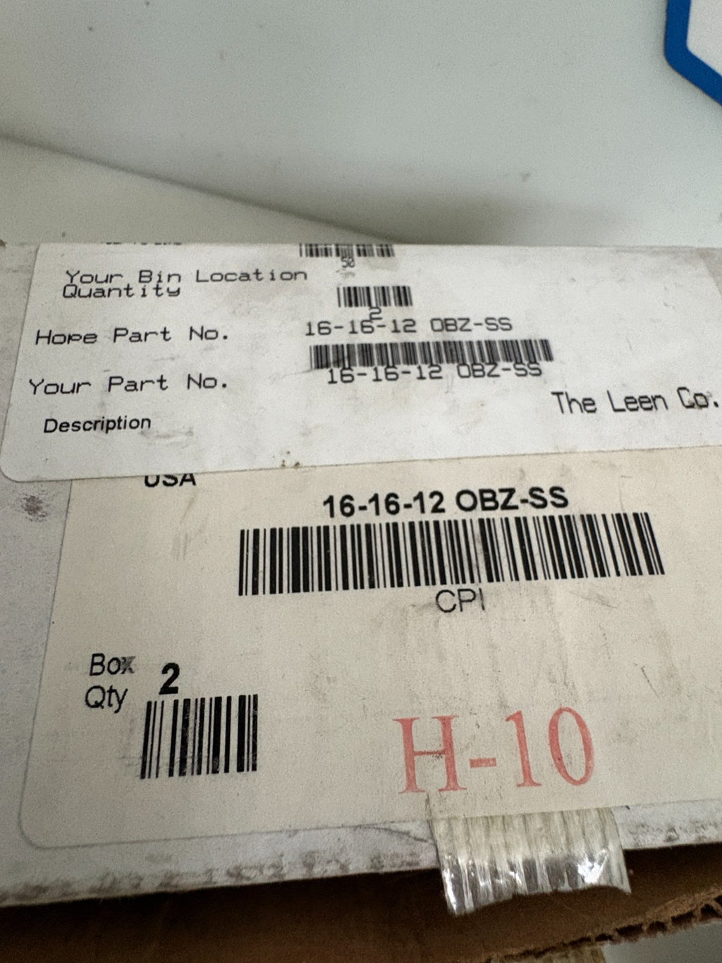LOT OF 2 PARKER HANNIFIN CPI FEMALE TEE 16-16-12 0BZ-SS