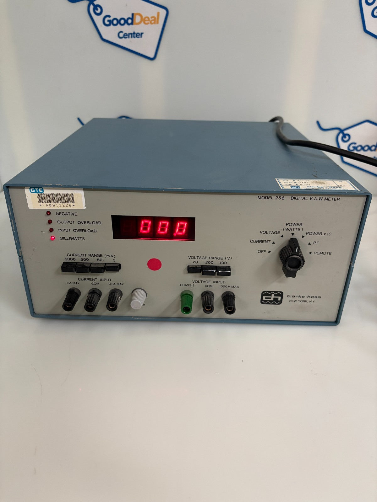 CLARKE-HESS DIGITAL V A W METER #256