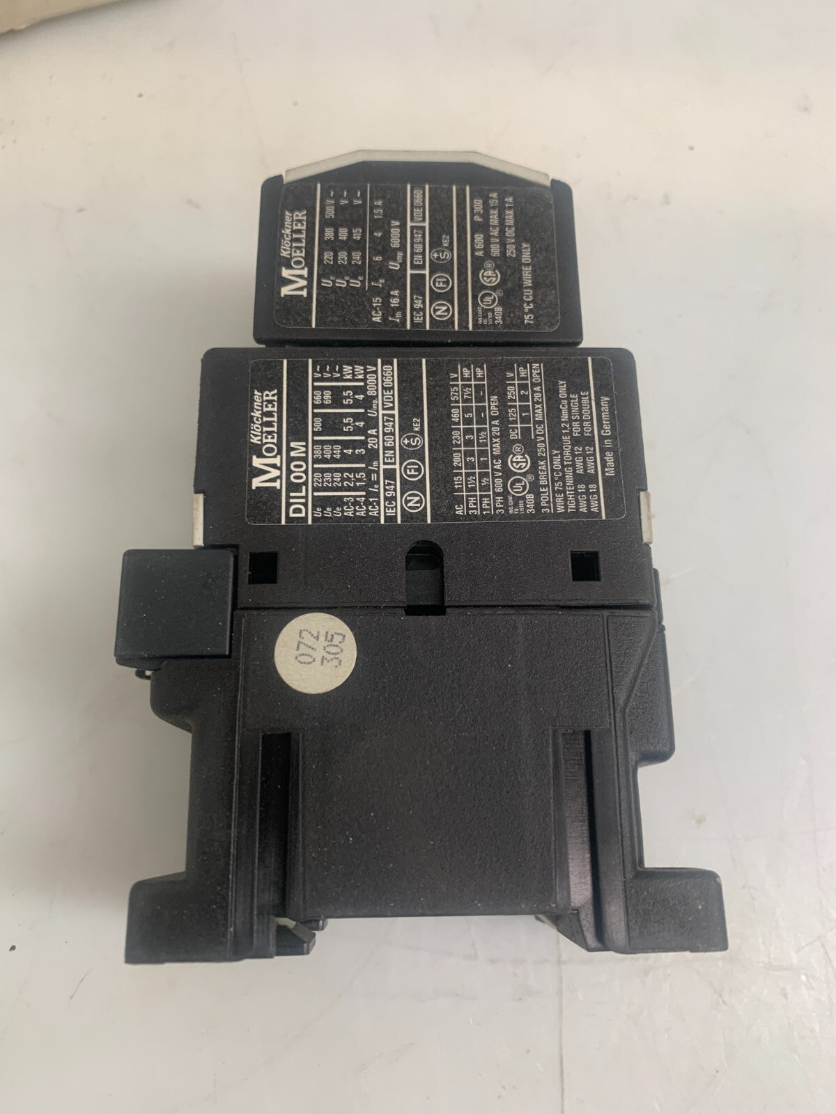 Moeller Power Contactor # DIL 00 M + 22 DIL M