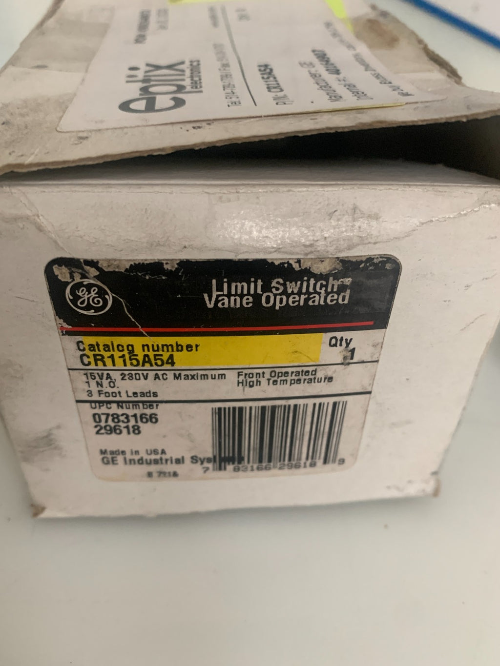 GENERAL ELECTRIC VANE OPERATED LIMIT SWITCH CR115A542