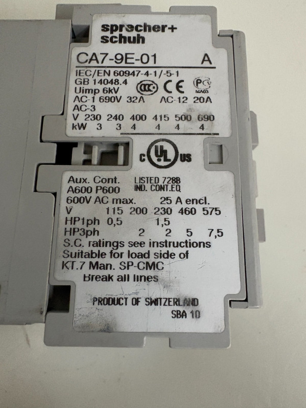 LOT OF 2 SPRECHER & SCHUH CONTACTOR CA7-9E-01 A3