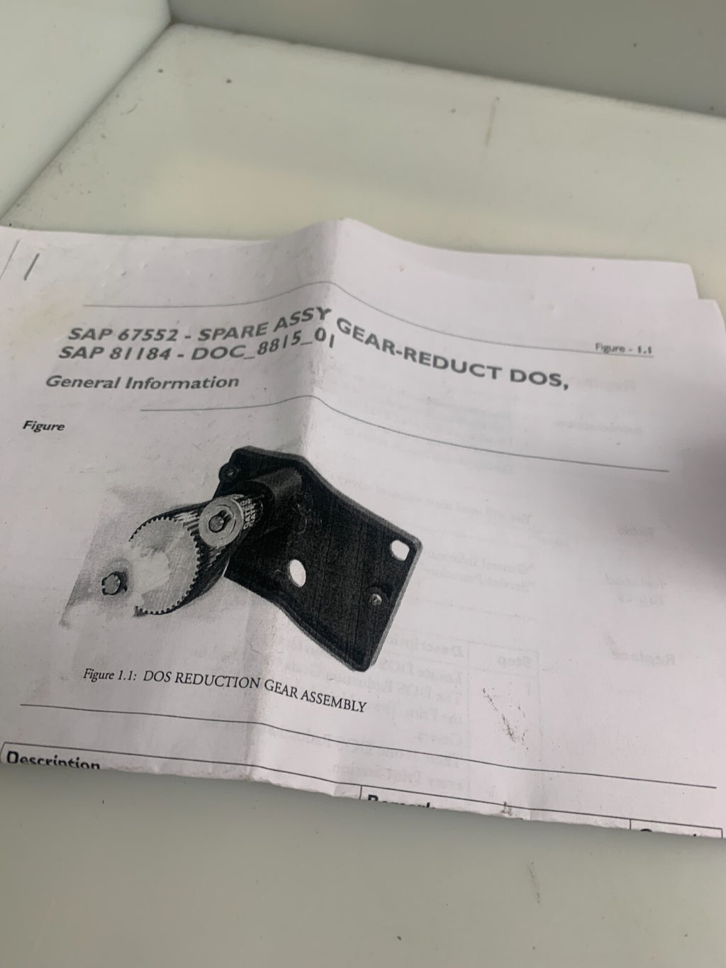 Xeikon SAP 67552 Spare Assy Gear-Reduct DOS