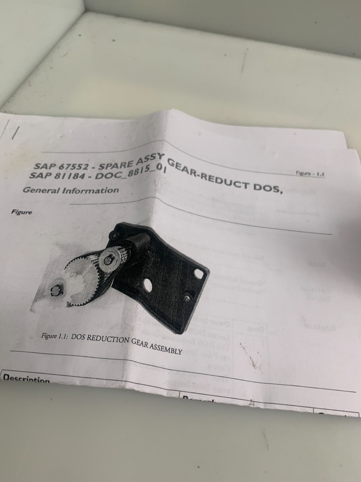 Xeikon SAP 67552 Spare Assy Gear-Reduct DOS
