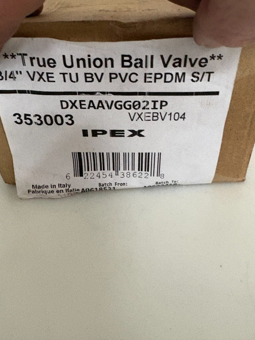 IPEX TRUE UNION BALL VALVE 3/4" 353003 VXEBV104
