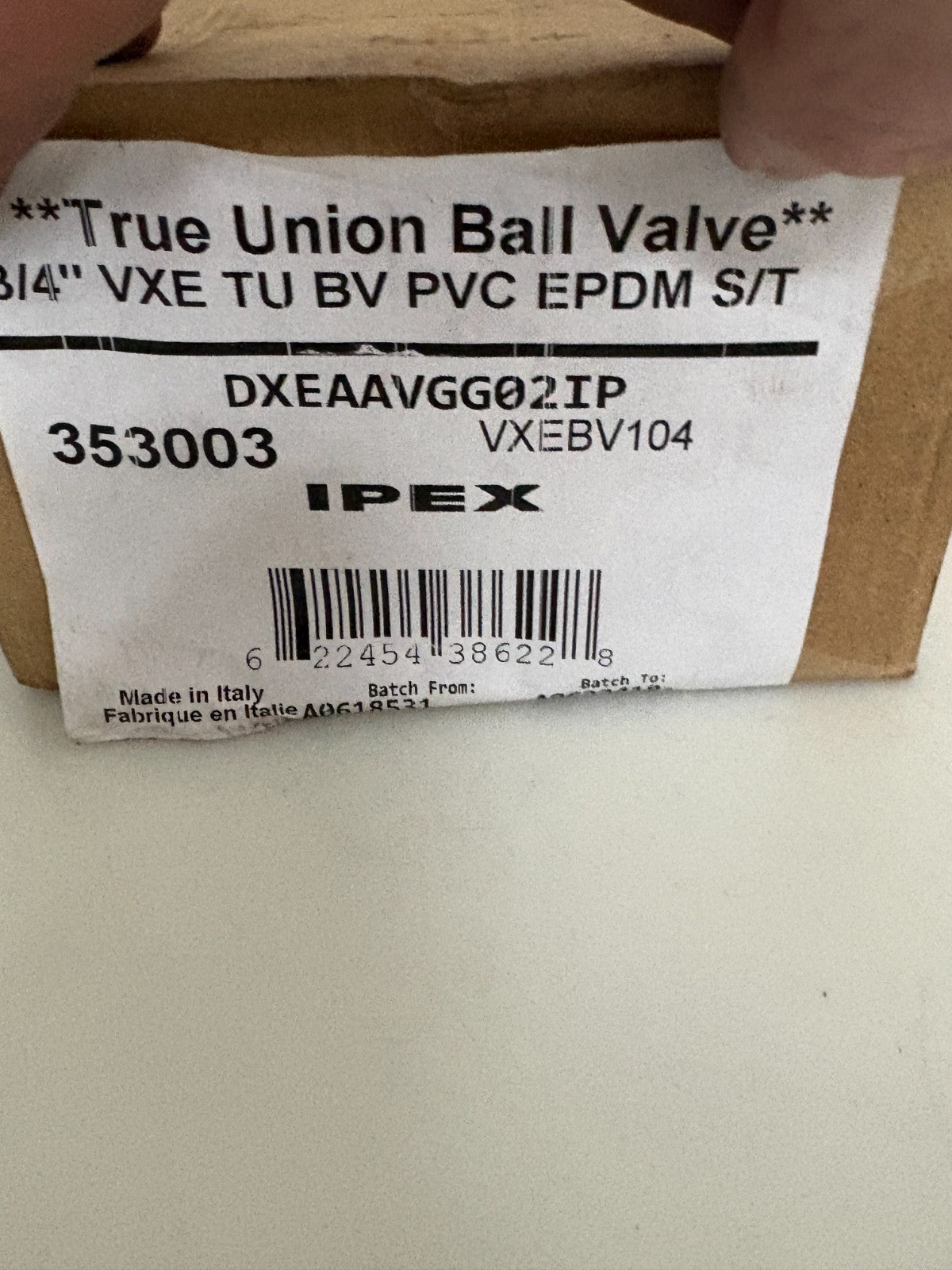 IPEX TRUE UNION BALL VALVE 3/4" 353003 VXEBV104