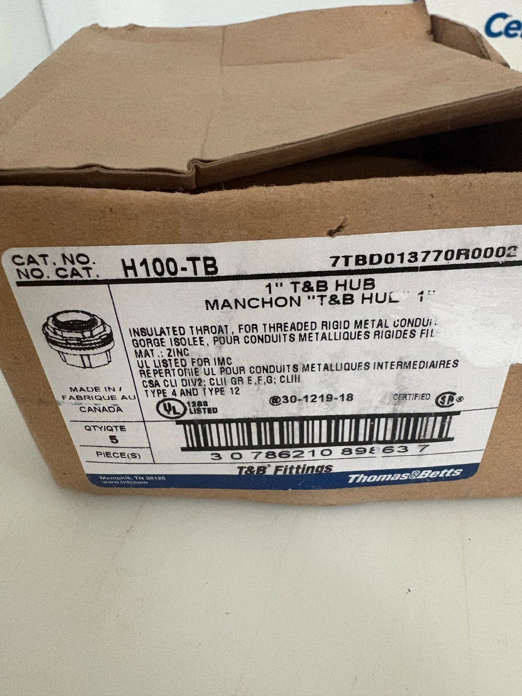 ABB THOMAS & BETTS 1" T & B HUB H 100-TB  5 IN BOX2