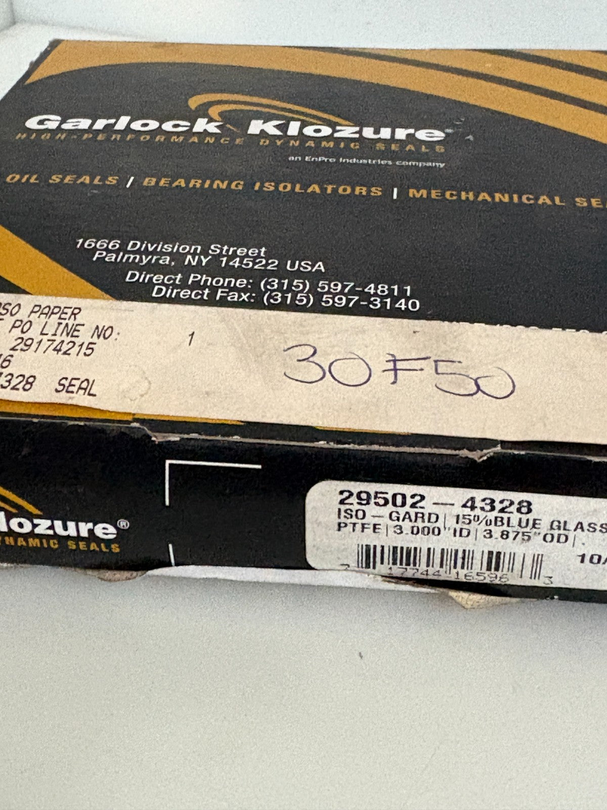 GARLOCK KLOZURE BEARING ISOLATOR SEAL 29502-43283