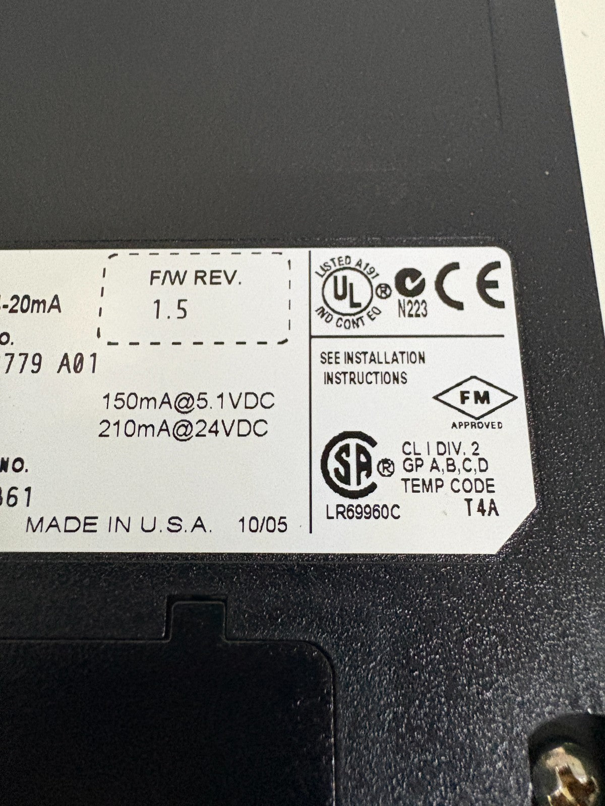 HONEYWELL ANALOG INPUT MODULE TC-0AV 081 K01 97062779 A01