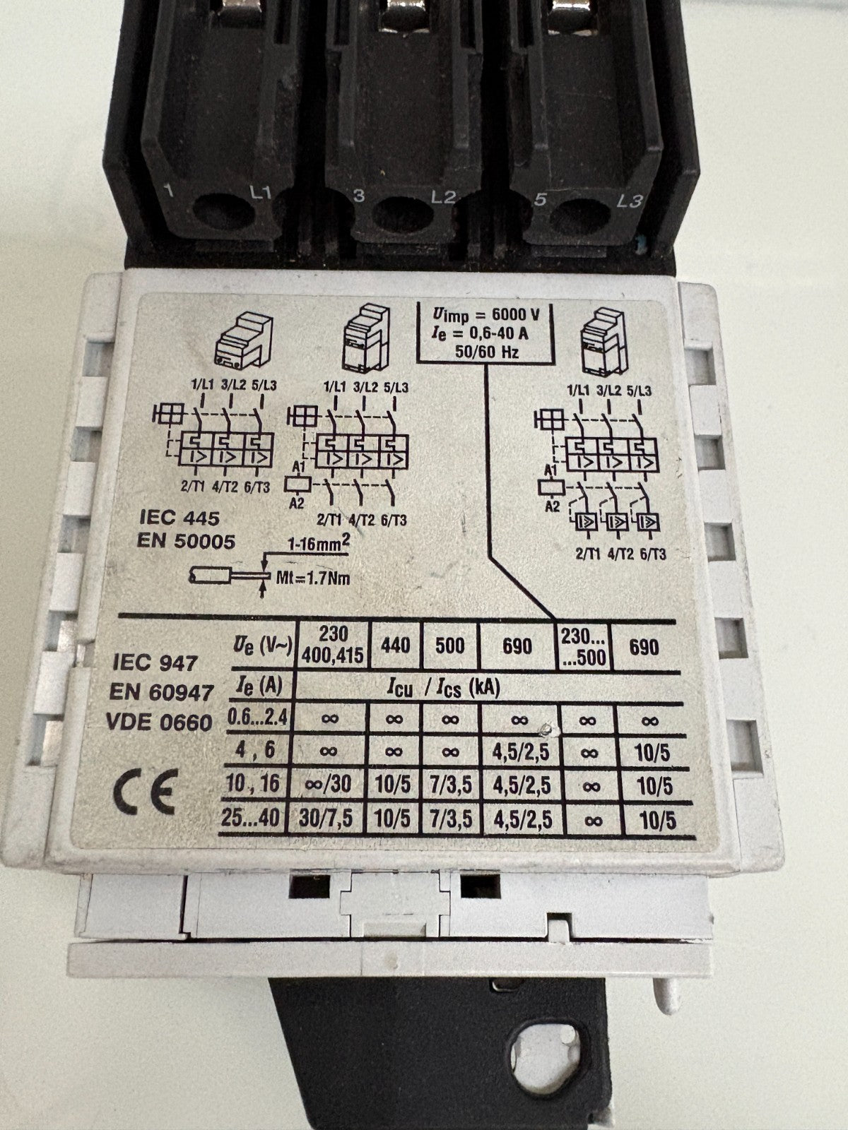 KLOCKNER MOELLER CONTACTOR ASSY PKZ 2 W/ZM-16-PKZ2 TIMER MODULE AND BASE
