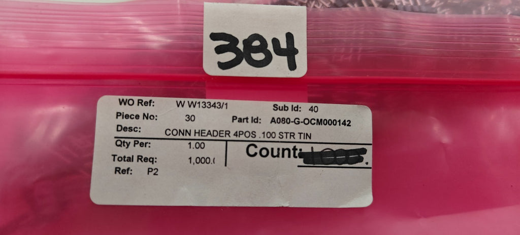 LOT OF 384 CONN HEADER 4 POS 100 STR TIN1