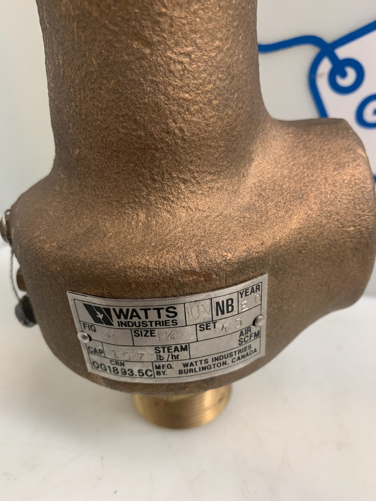 WATTS INDUSTRIES  P150828478  Steam Pressure Relief Valve  1 1/41