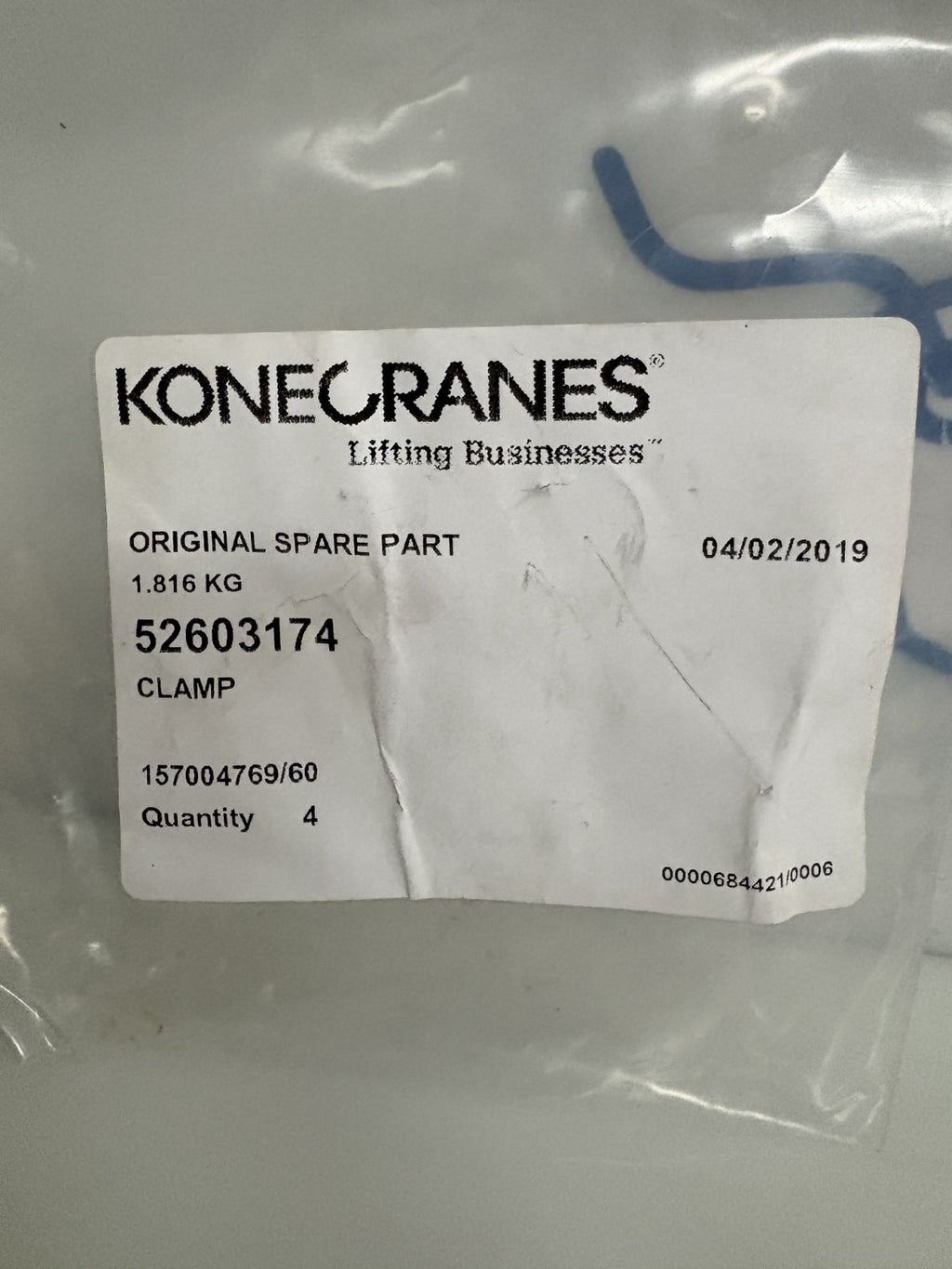 LOT OF 4 KONECRANES CLAMP 52603174