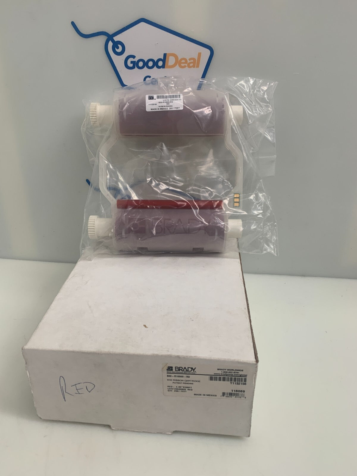 Brady B30-R10000-RD Label Printer Ribbon Cartridge, 4.33" x 200 ft, Red0