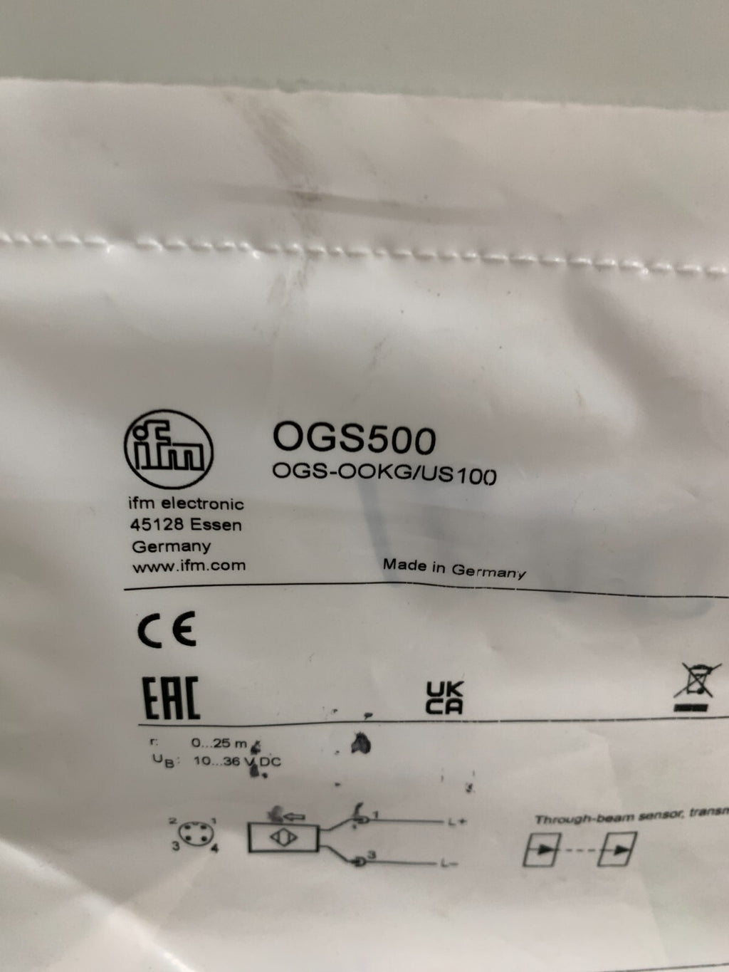 IFM PHOTOELECTRIC SENSOR SWITCH OGS500 OGS-OOKG/US100