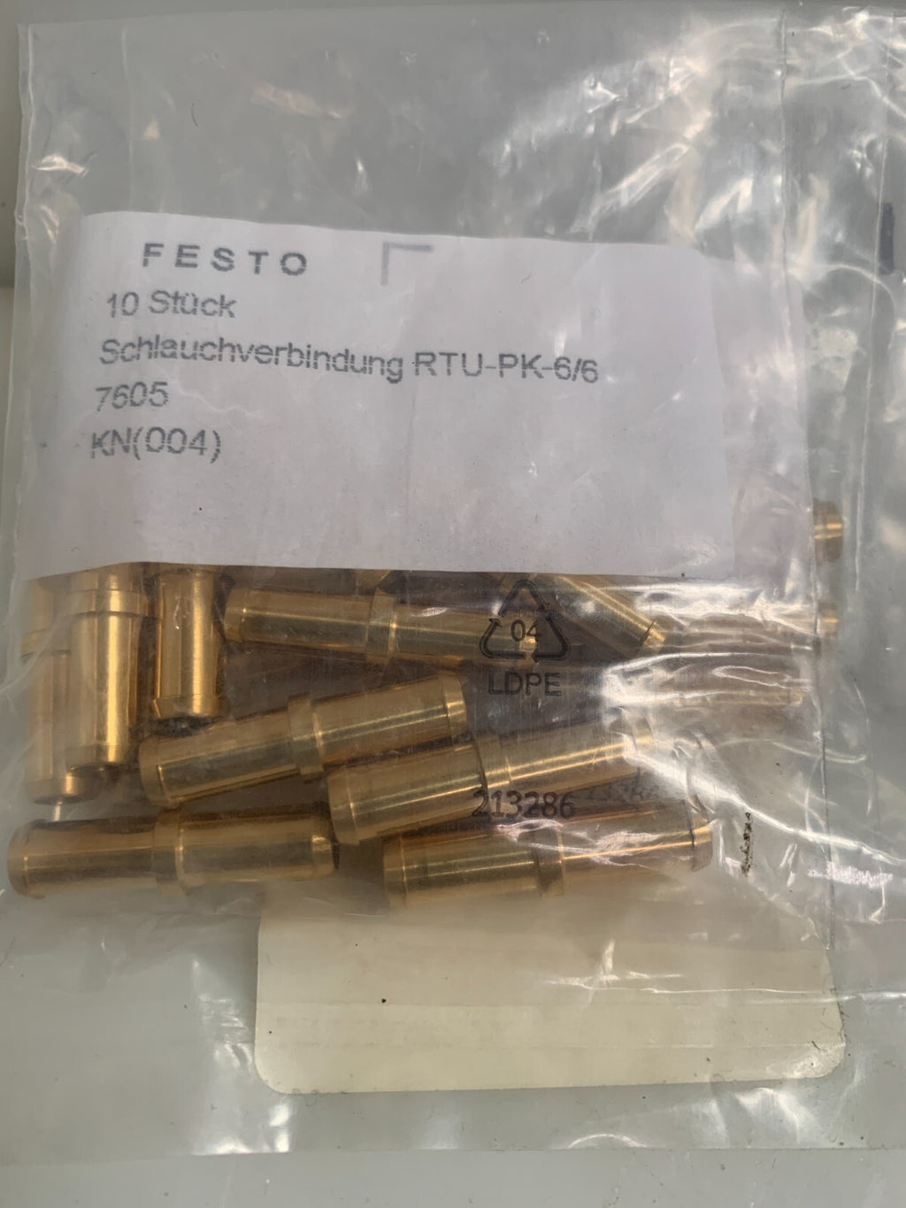 LOT OF 20 NEW FESTO PNEUMATIC TUBING CONNECTOR RTU-PK-6/6 #76051