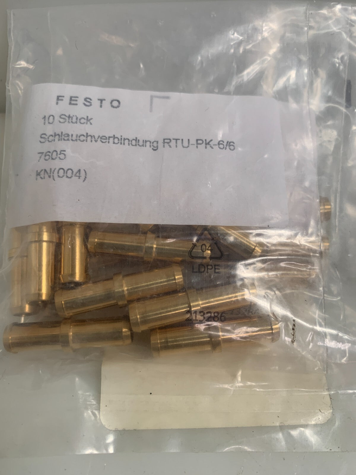 LOT OF 20 NEW FESTO PNEUMATIC TUBING CONNECTOR RTU-PK-6/6 #76051
