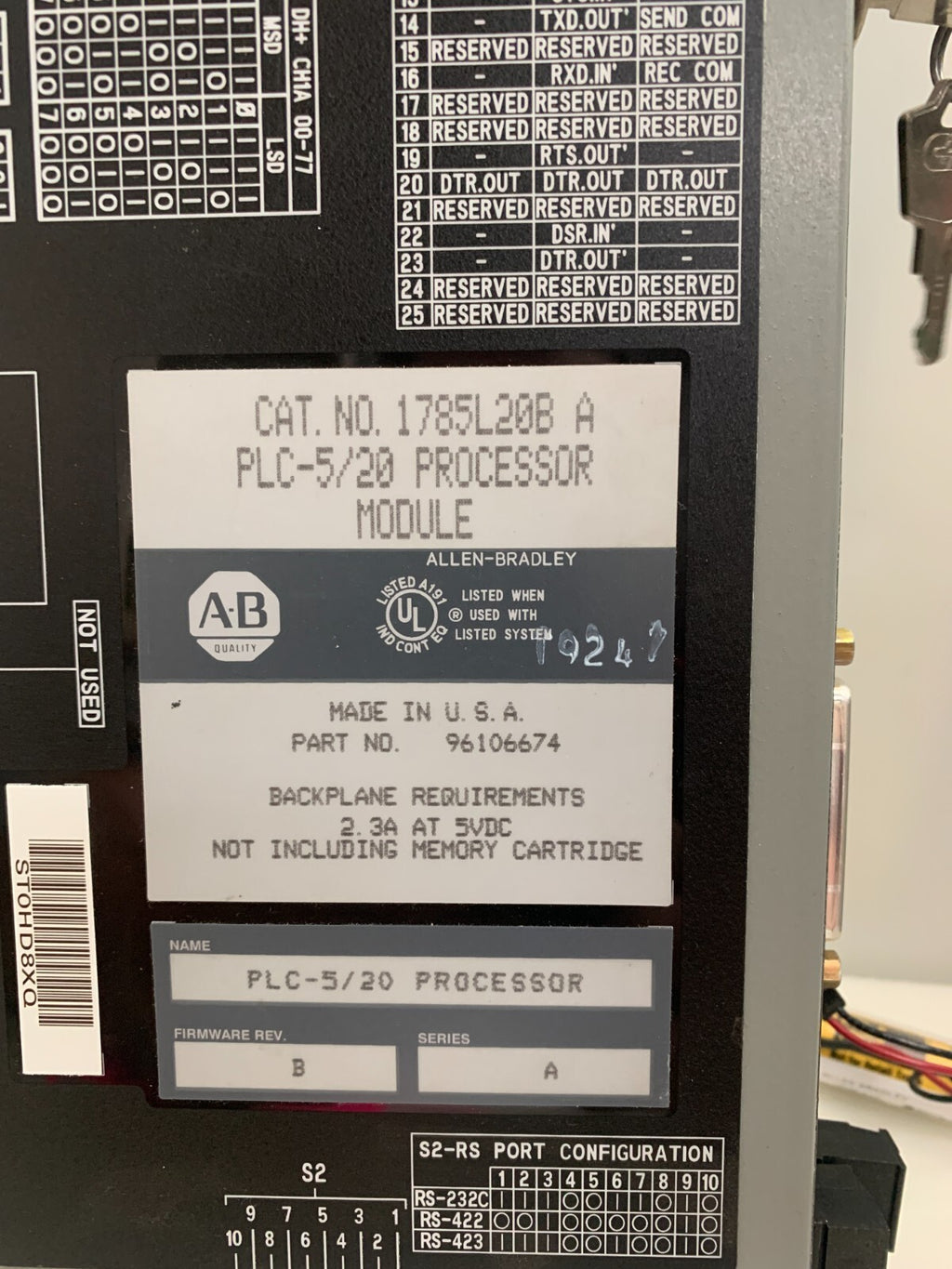 ALLEN BRADLEY  1785-L20B   A   PLC-5/20   Processor Module