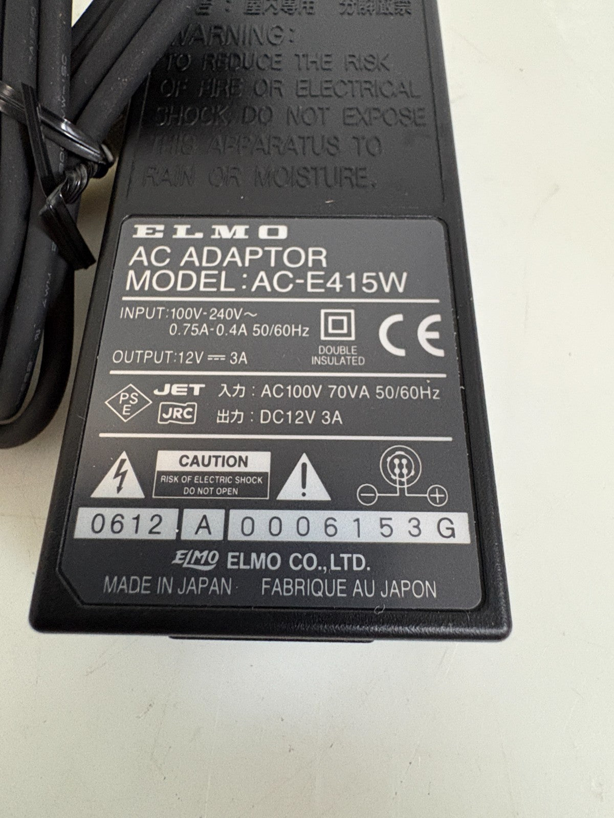ELMO CCD CAMERA AC ADAPTER AC-E415W1