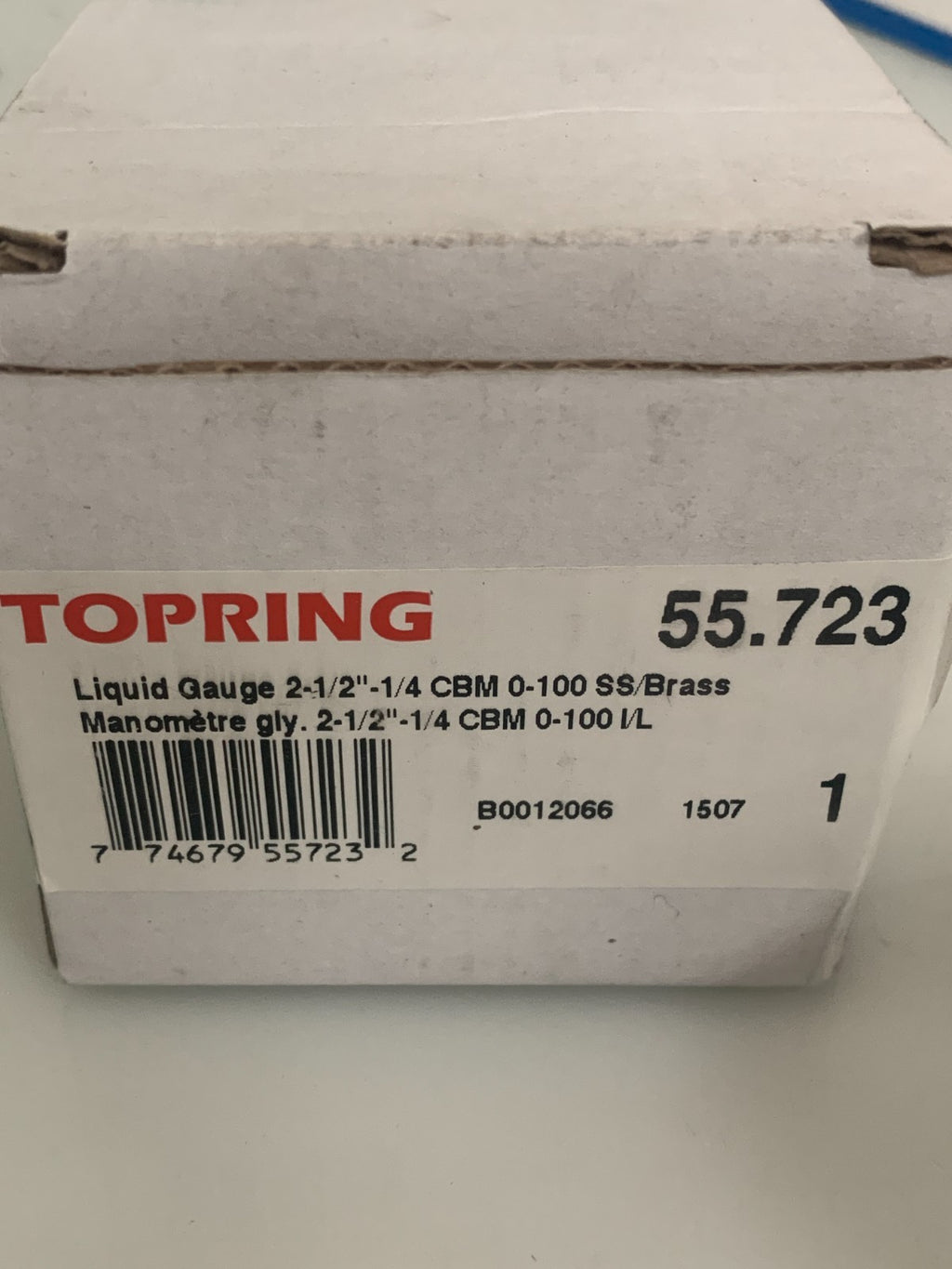 LOT OF 2 TOPRING 55.723 LIQUID GAUGE 2 1/2 - 1/4 CBM 0100 SS/BRASS