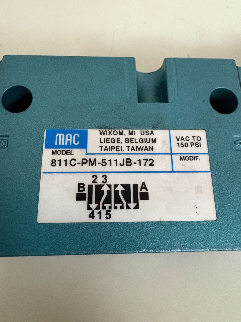 MAC VALVES 150 PSI SOLENOID VALVE 811C-PM-111JB-1721