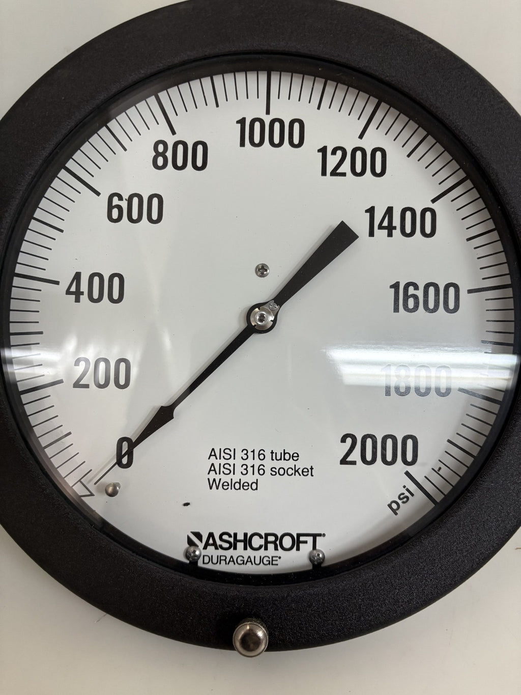 ASHCROFT DURAGAUGE 8" 0-2000PSI PRESSURE GAUGE A1S1 316 TUBE/SOCKET