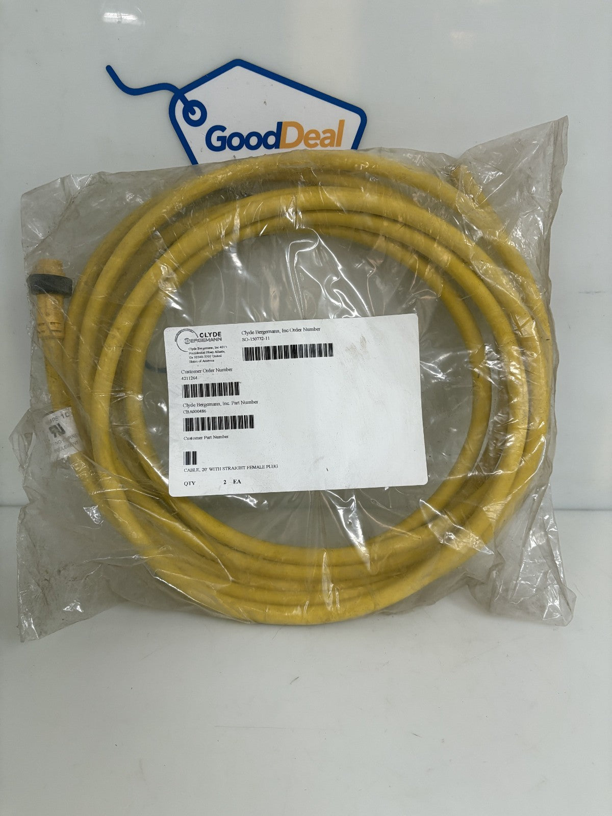 COOPER CROUSE HINDS CONNECT 20' STRAIGHT CABLE W/FEMALE PLUG