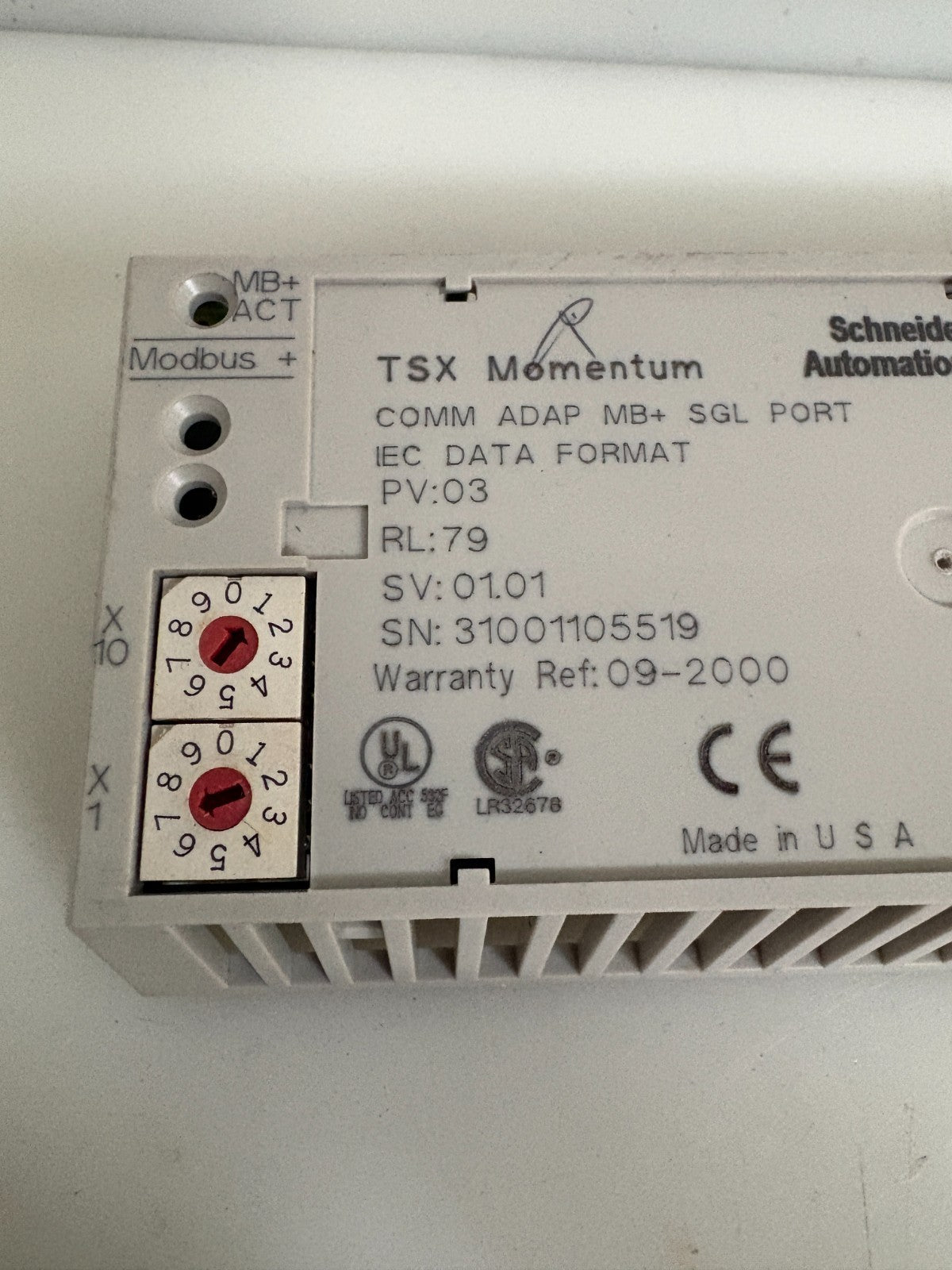 SCHNEIDER ELECTRIC COMMUNICATION ADAPTER MB+ 5GL PORT1