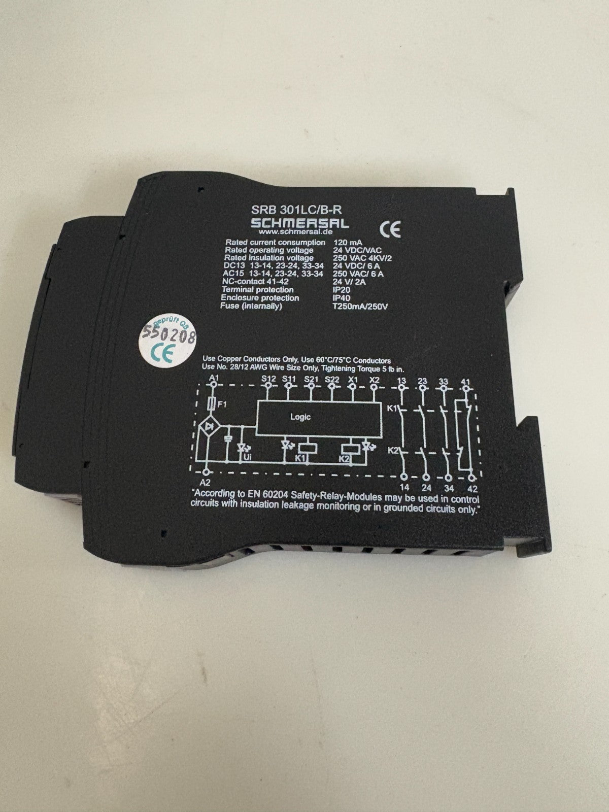SCHMERSAL SAFETY RELAY SRB 301LC/B-R