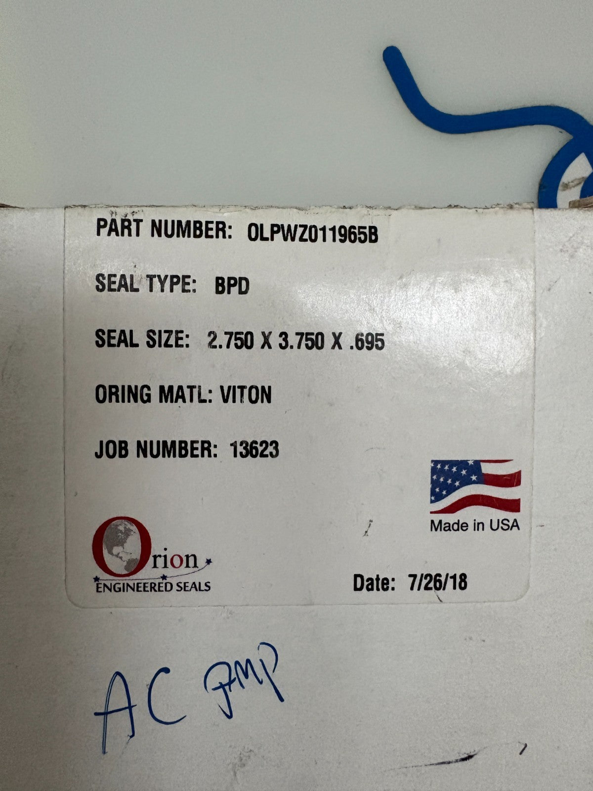 ORION BPD SEAL OLPWZ011965B