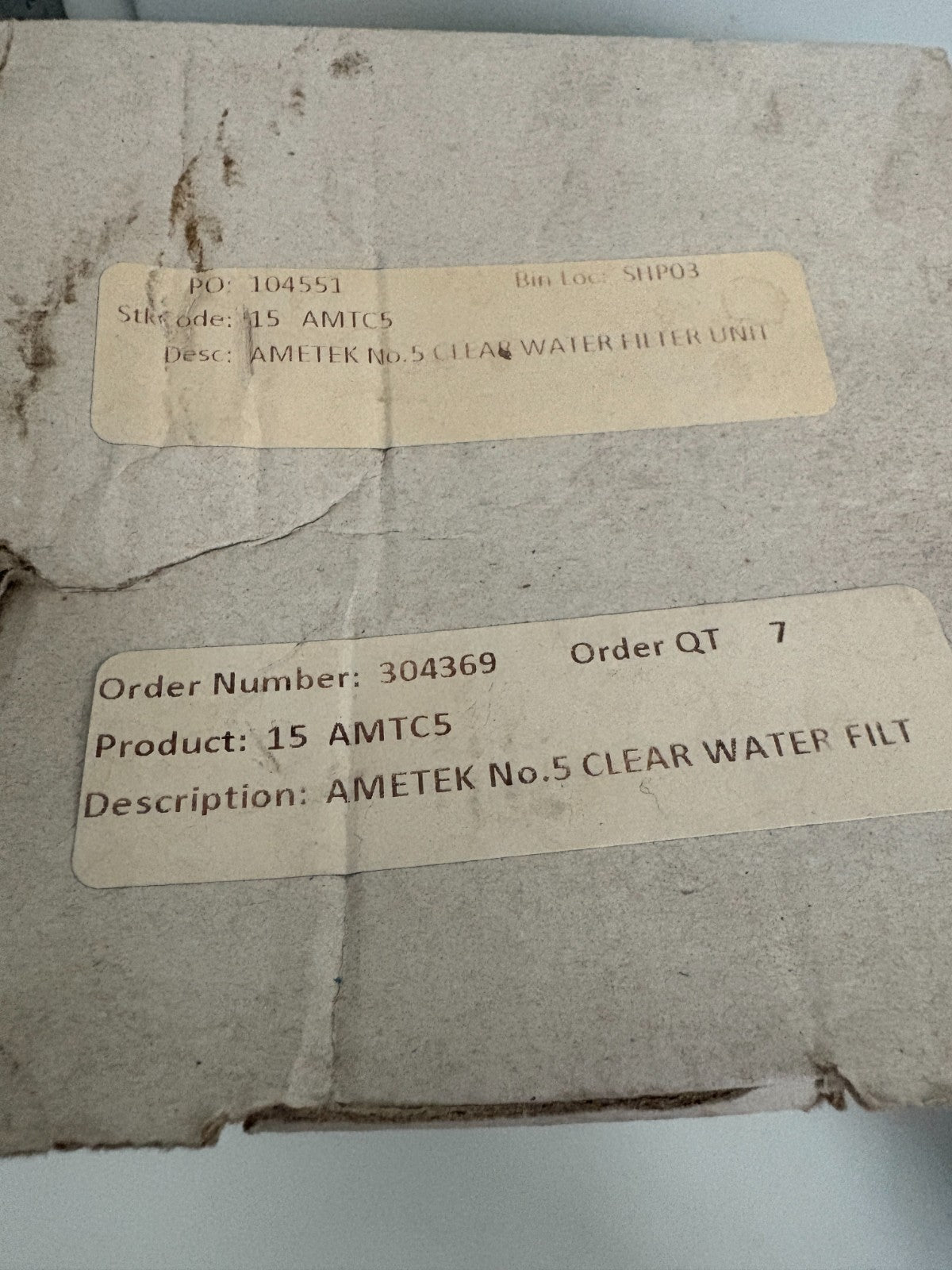 AQUA AMETEK WATER CLEAR CARTRIDGE HOUSNG 5" #15 AMTCS