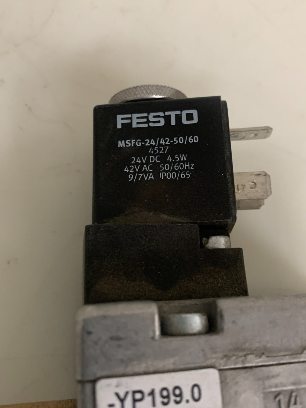 FESTO SOLENOID VALVE #19700 JMFH-5-3/8-B  W/4527 MSFG-24/42-50/603