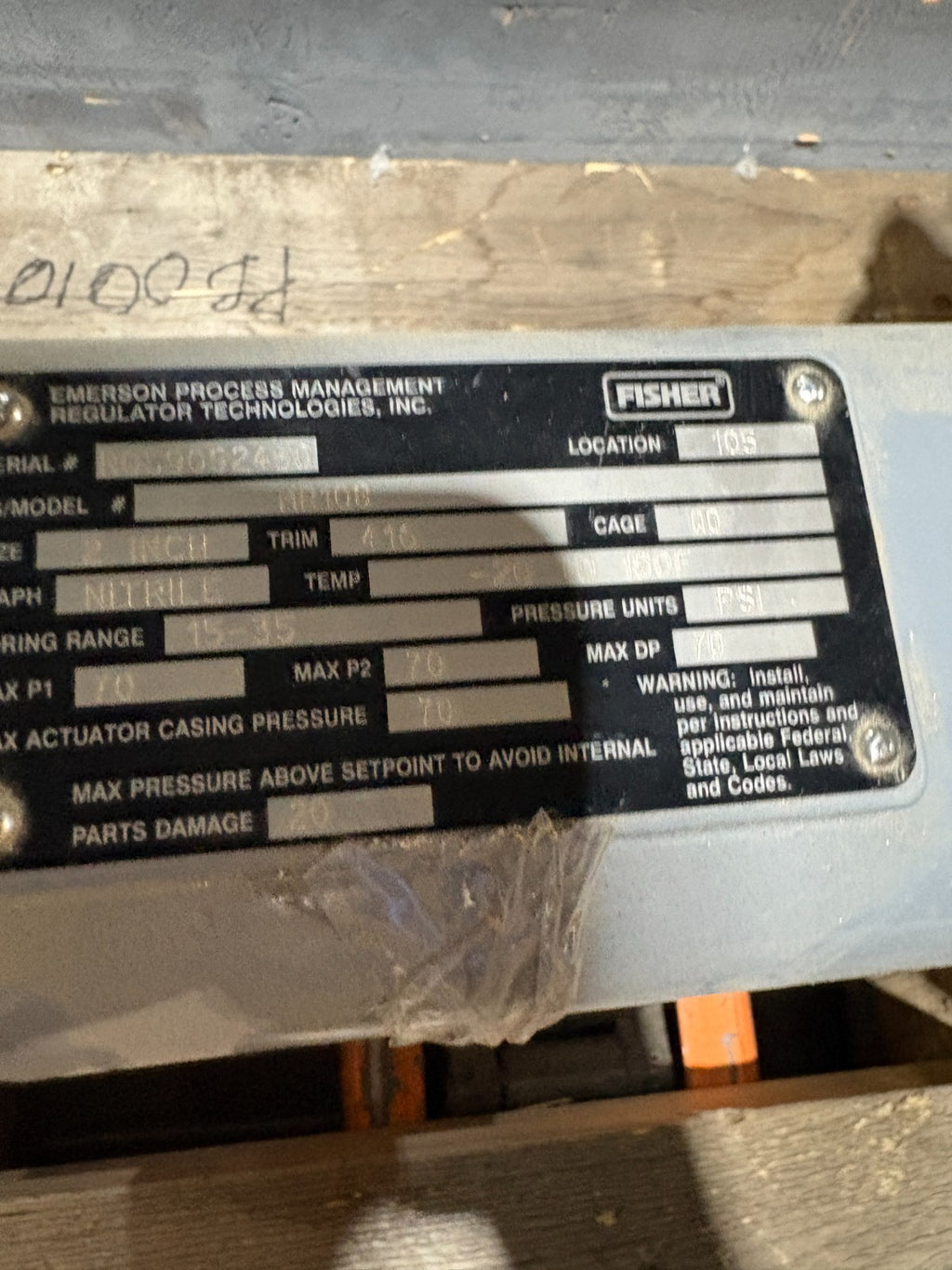 EMERSON FISHER DIRECT OPERATED BACKPRESSURE REGULATOR VALVE MR1082