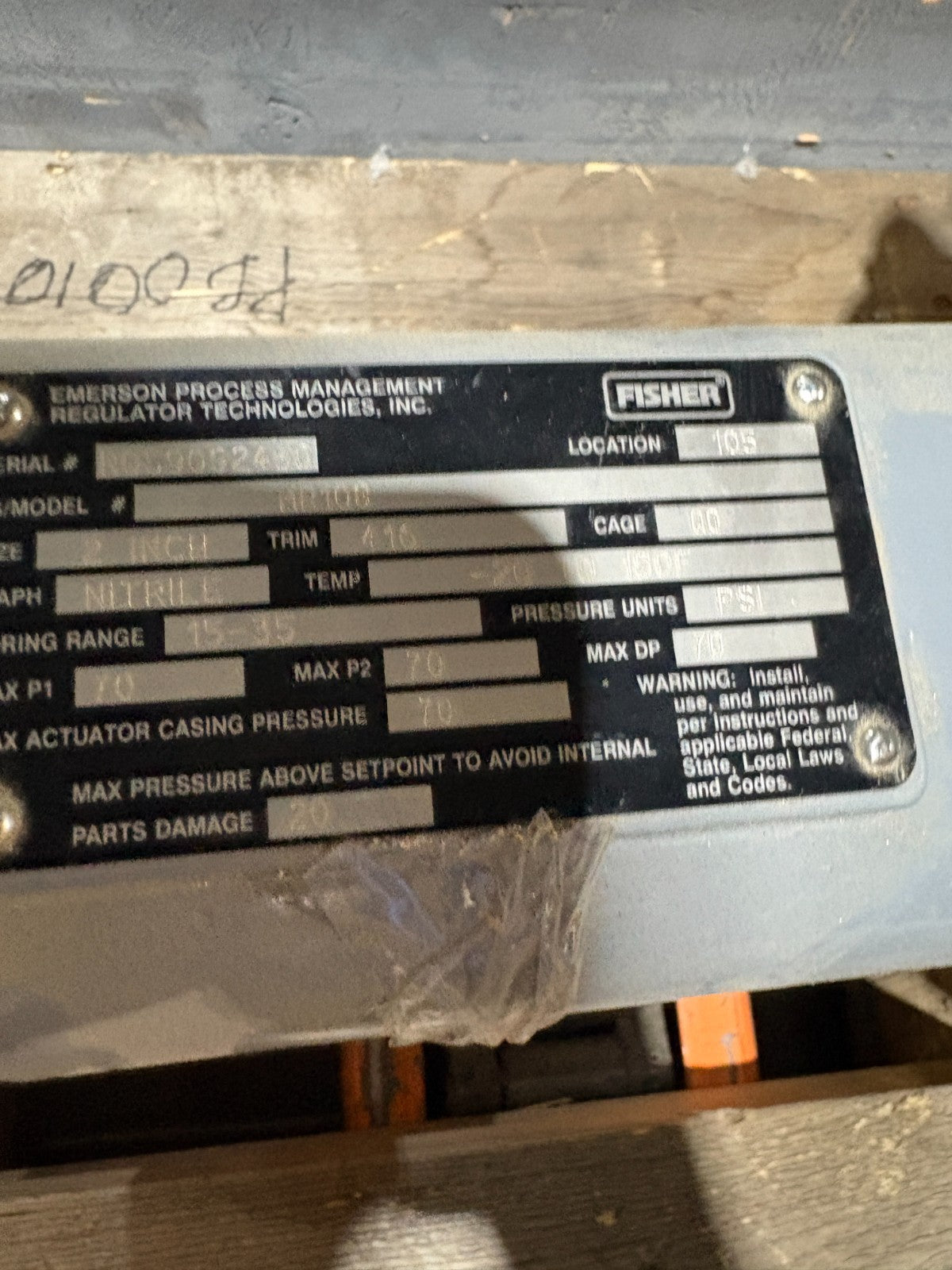 EMERSON FISHER DIRECT OPERATED BACKPRESSURE REGULATOR VALVE MR1082