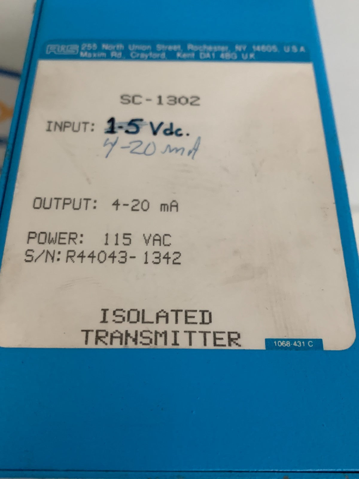 AMETEK RIS 1302 ISOLATOR TRANSMITTER SC-1302