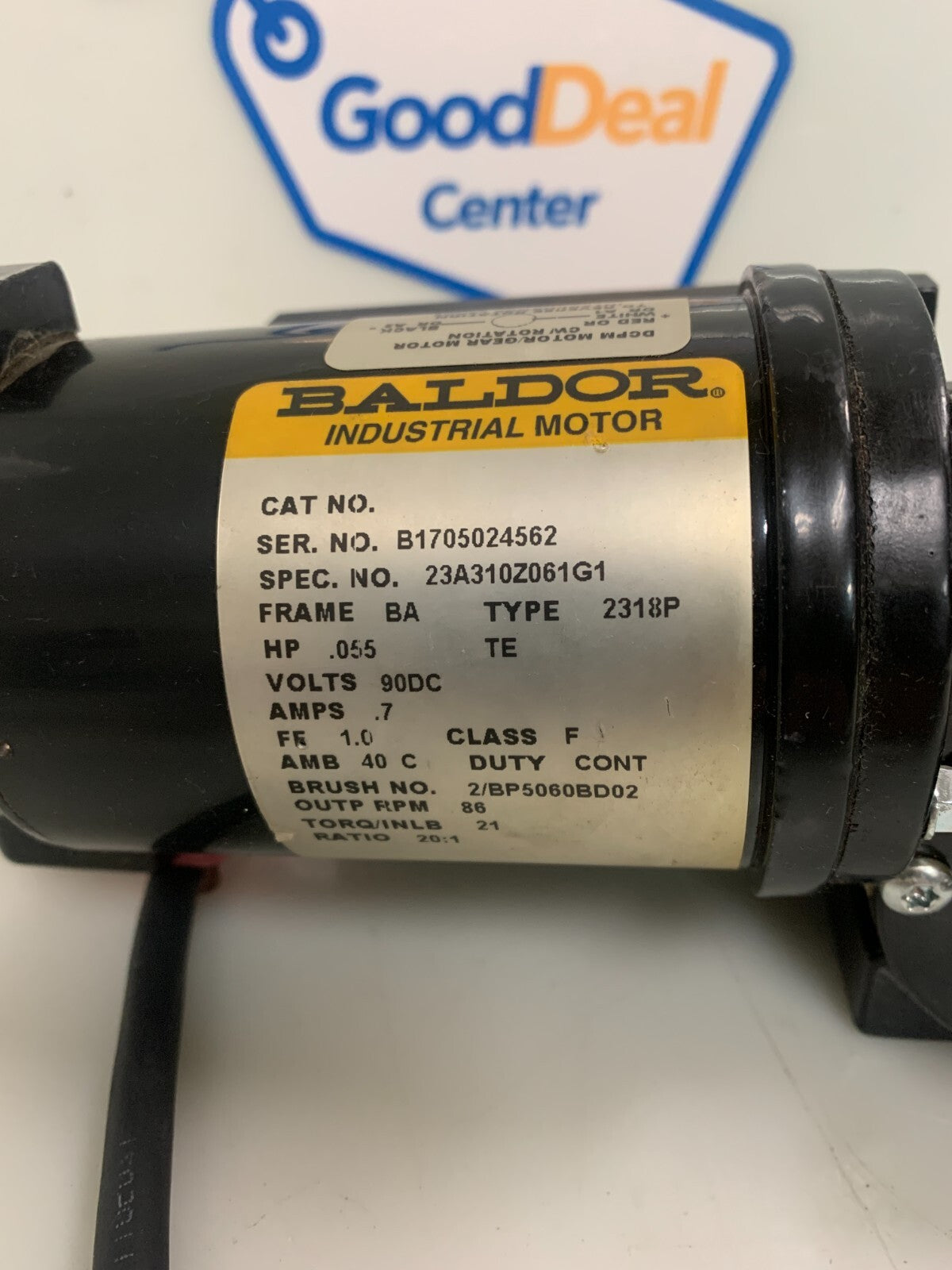 Baldor Motor B1705024562 2318P 90DC .7A Class F