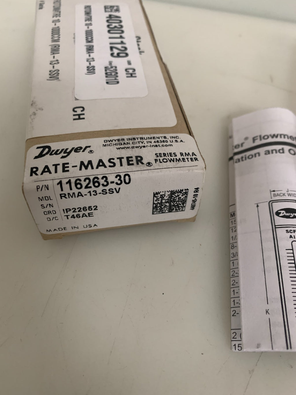 DWYER RATE MASTER FLOWMETER RMA-13-SSV2