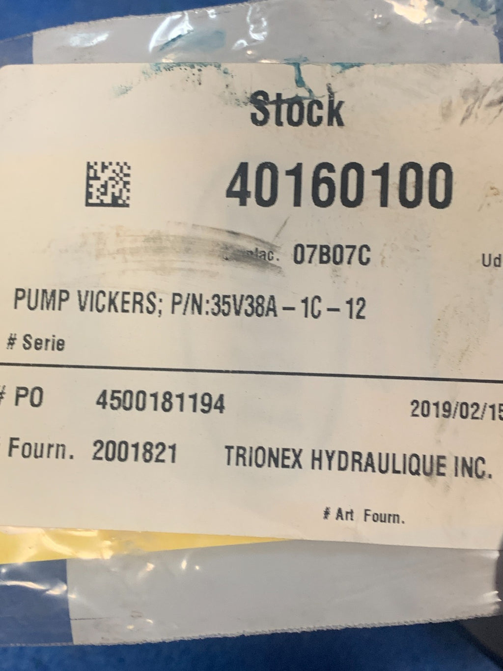 VICKERS HYDRAULIC VANE PUMP 35 V 38 A -1C-12