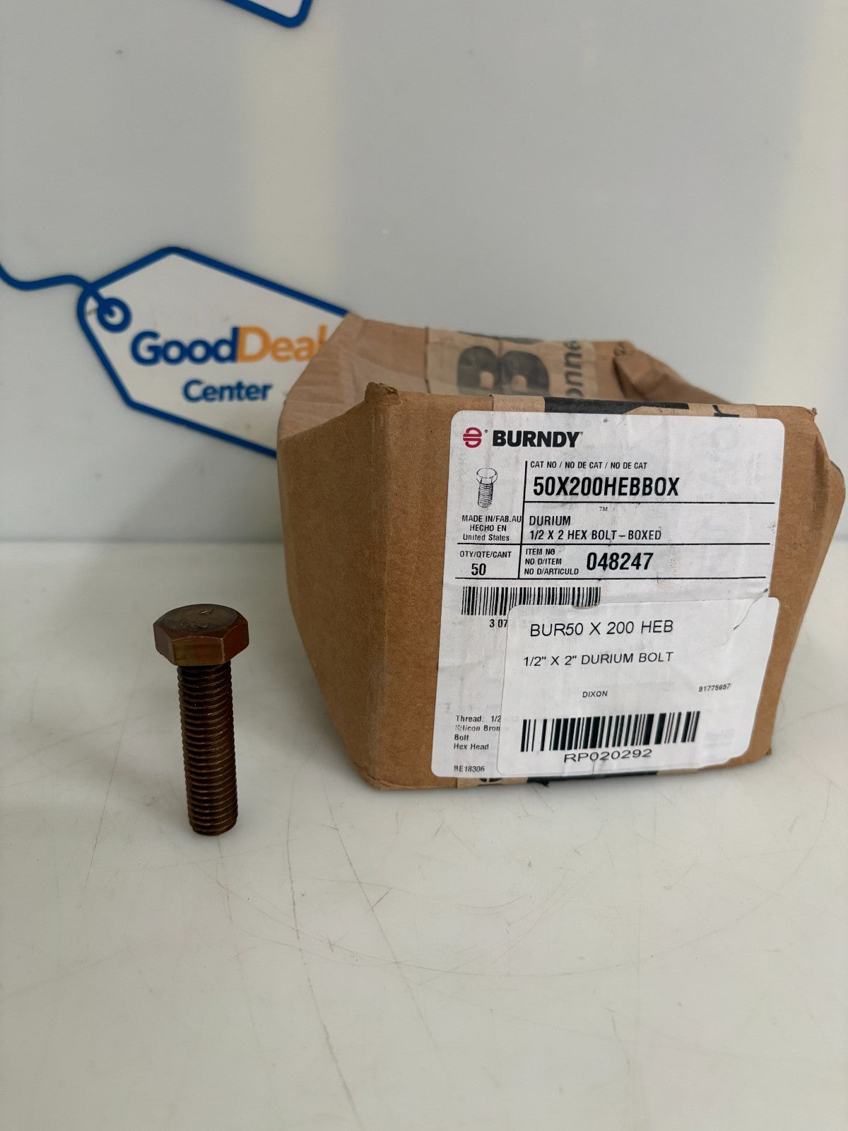 BURNDY 1/2X2 HEX BOLT 50X200 HEBBOX #048247 50 PER BOX0