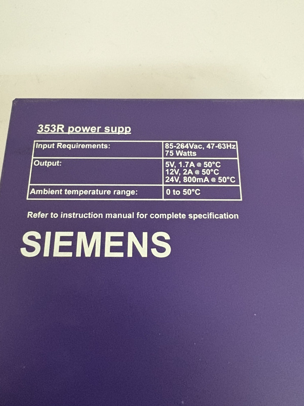 SIEMENS MOORE POWER SUPPLY TGX: 353RPSUAD4