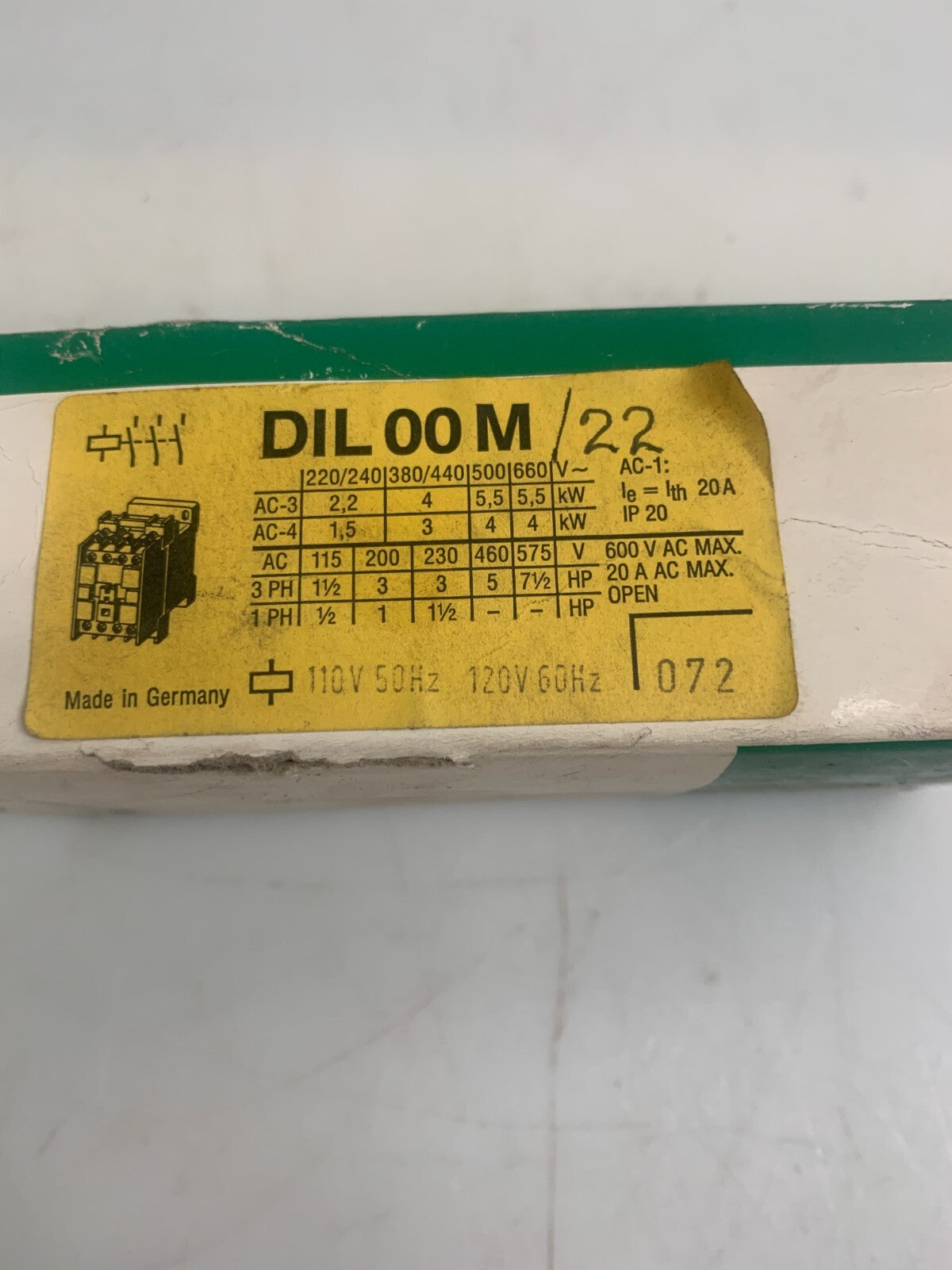 Moeller Power Contactor # DIL 00 M + 22 DIL M