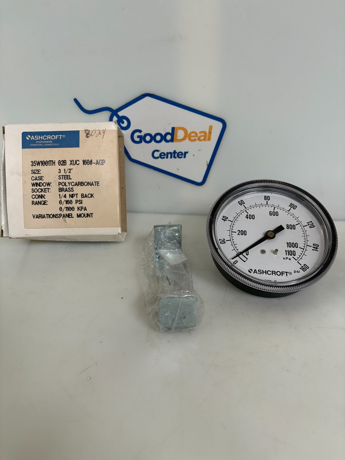 ASHCROFT PRESSURE GAUGE 0-160 PSI 3 1/2 #35W1001TH 02B XUC 160#-AGP