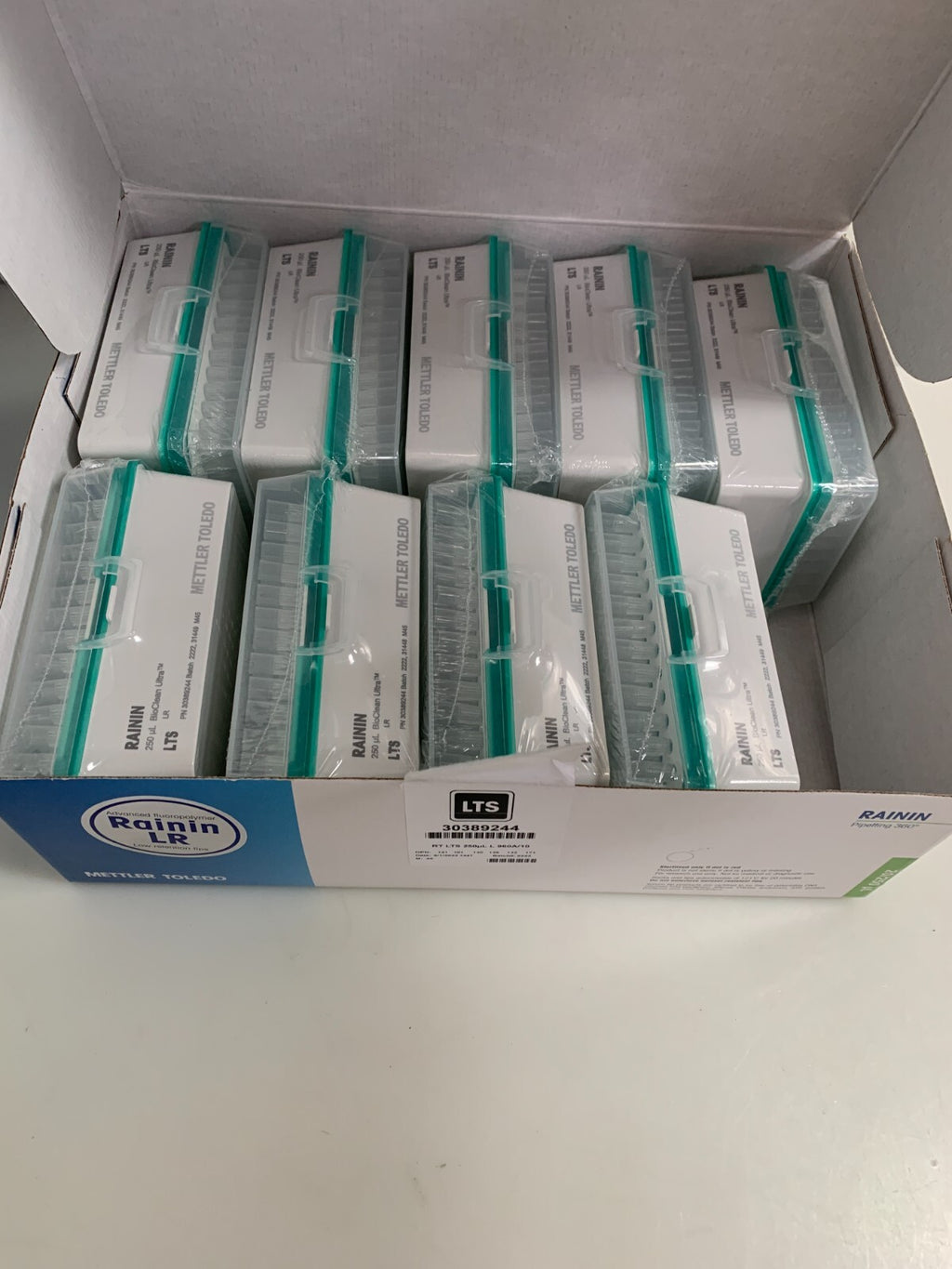 LOT OF 10 METTLER TOLEDO RAININ BIO CLEAN ULTRA 250uL PIPETTE TIPS 30389244