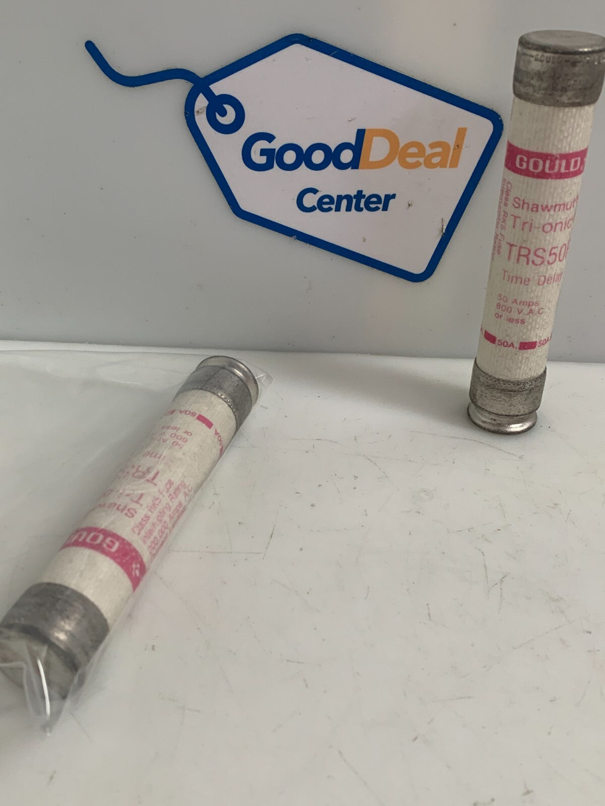 Lot of 2 Gould Shawmut Tri-Onic TRS50R 50 Amp Time Delay Fuses