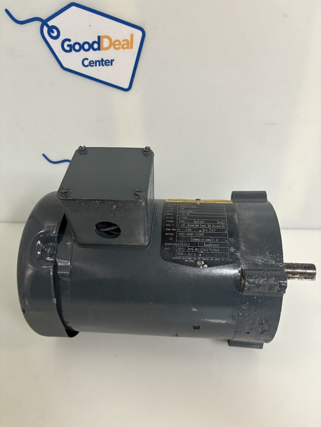BALDOR RELIANCER INDUSTRIAL MOTOR 1/3 HP VM3534