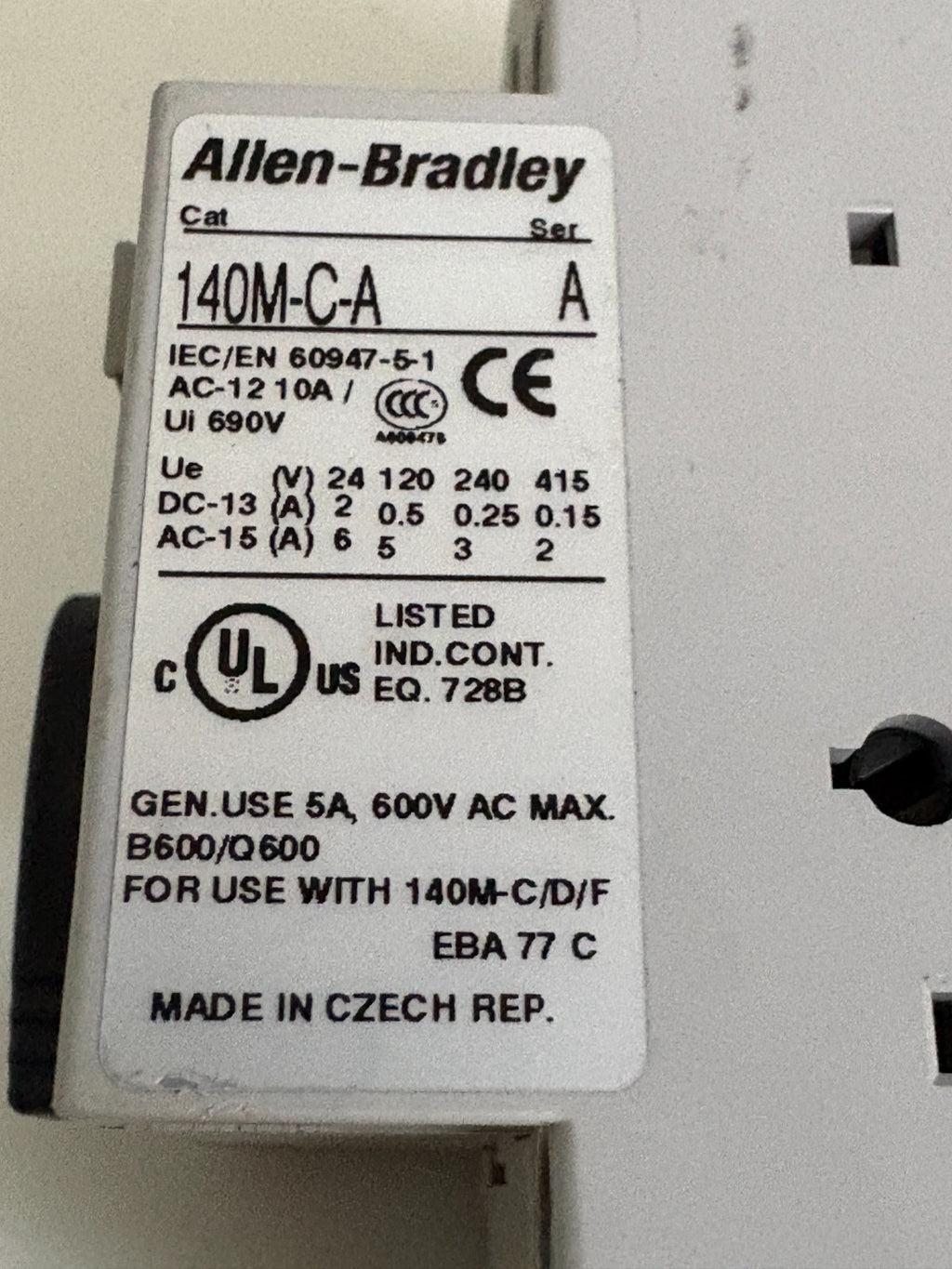 LOT OF 2  ALLEN BRADLEY MOTOR PROTECTION CIRCUIT BREAKER 140M-C2E-B63 C W/140-C-