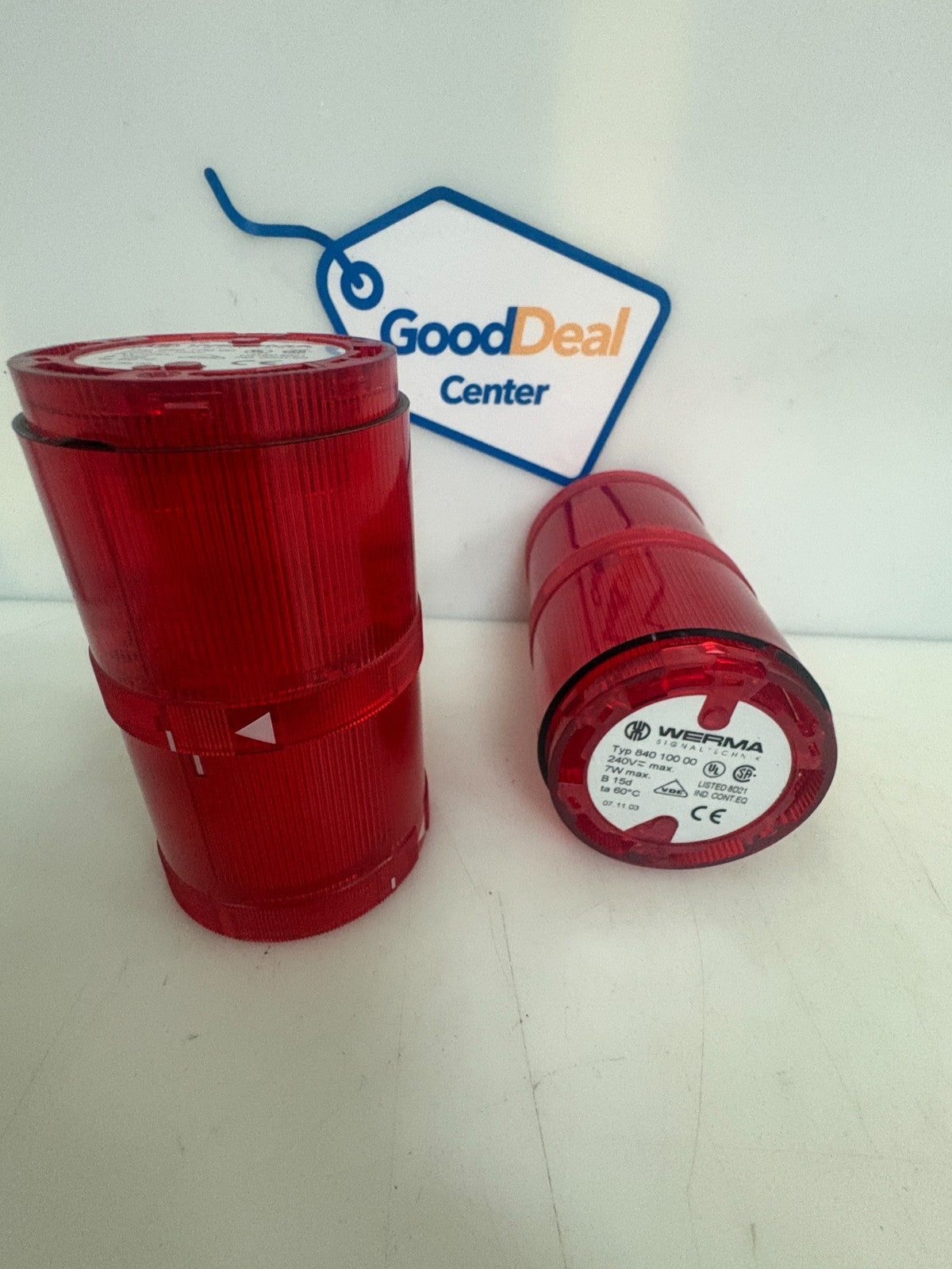 LOT OF 2 WERMA SIGNAL TECHNIK STACK RED LIGHT 840 100 000