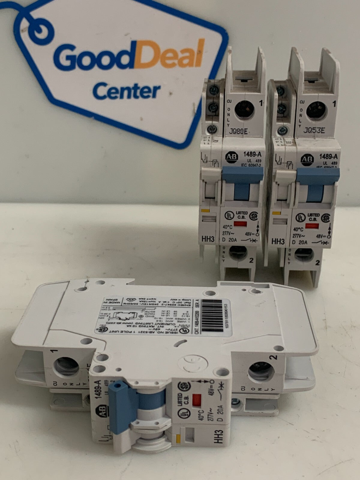 Lot of 3 Allen-Bradley 1489-A1D200 Series A Circuit Breaker w/ 1489-AAHH3 Ser A