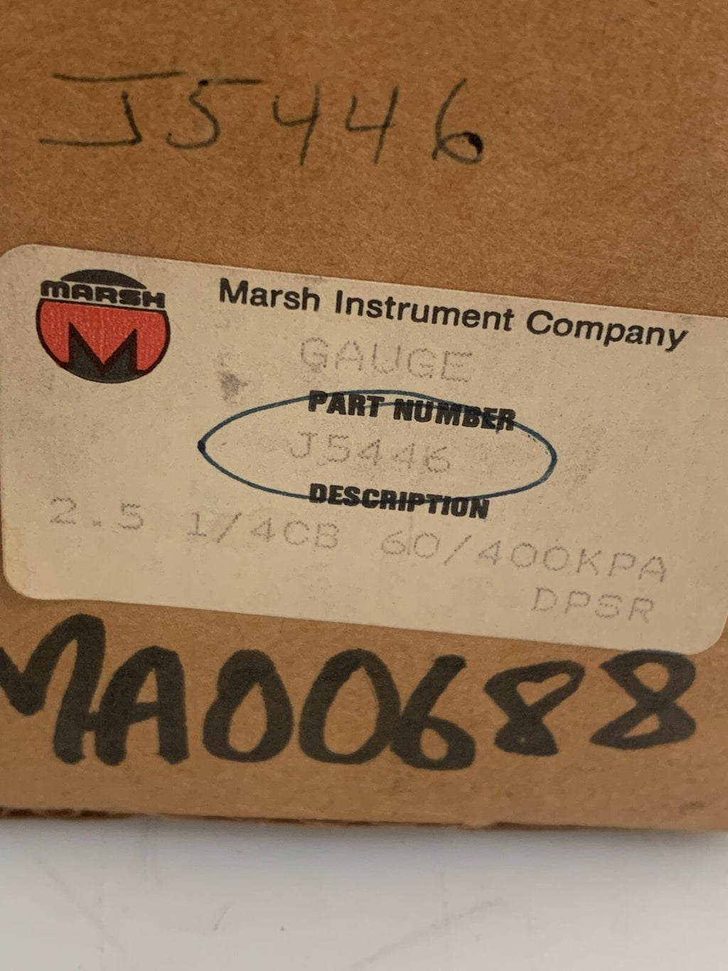 MARSH PRESSURE GAUGE J5446 (NEW IN BOX)