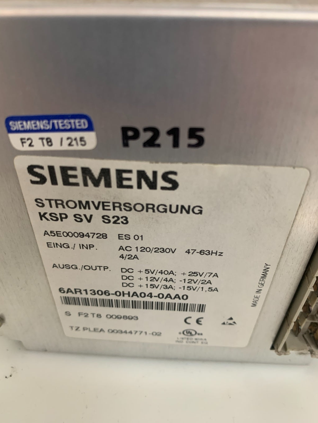 SIEMENS SURGE PROTECTOR CABINET KSP SV23 6AR1306-0HA04-0AA0 A5E00094728